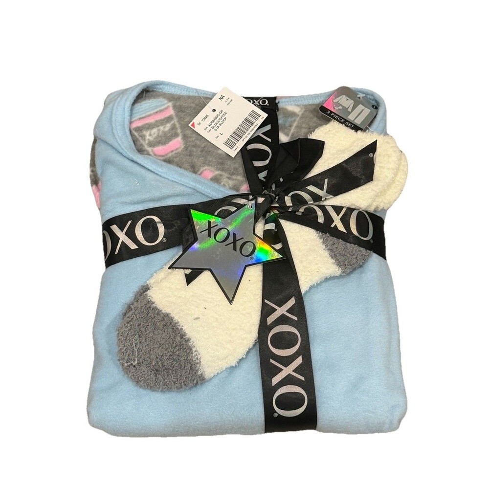 XOXO Pink & animal print pajama & Socks Gift Set Size Large
